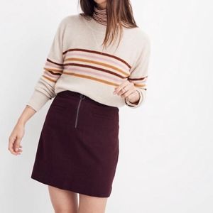 Madewell Burgundy zip front wool mini skirt